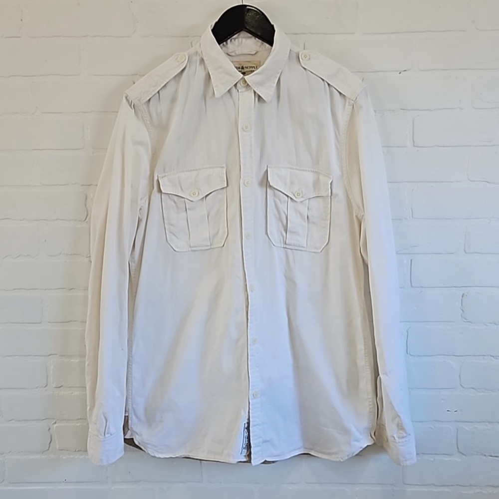 Ralph Lauren White Button-Up Shirt with Epaulettes